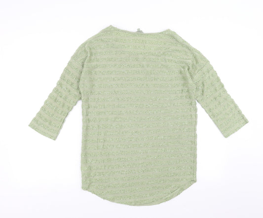 NEXT Womens Green Striped Pullover Jumper Size 8 - sequins cold shoulder