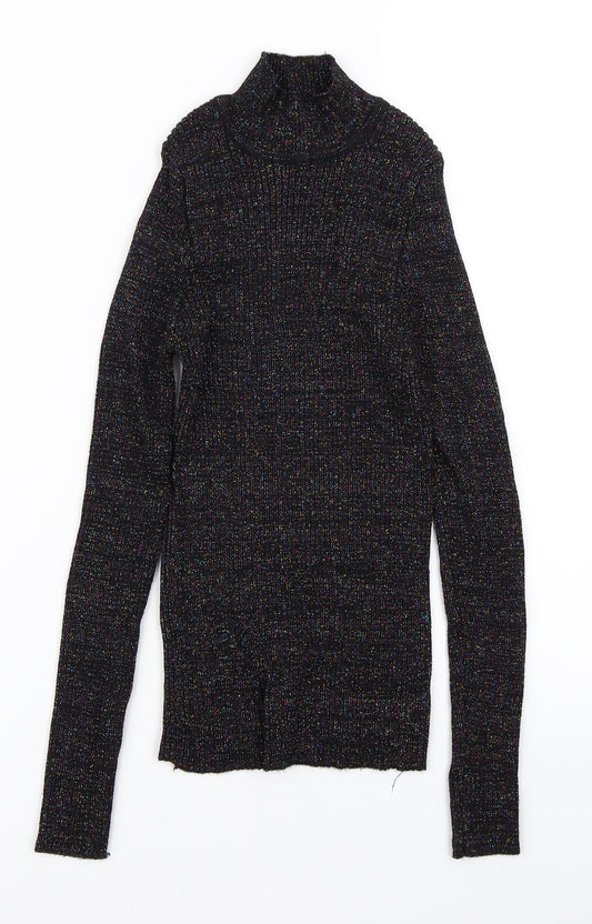 Wild Flower Womens Black Pullover Jumper Size M - Ribbed
