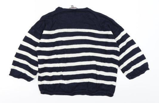 Dorothy Perkins Womens Blue Striped Pullover Jumper Size 6