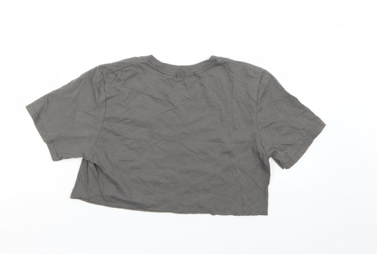 PRETTYLITTLETHING Womens Grey Cropped T-Shirt Size S