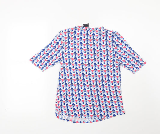 Marks and Spencer Womens Blue Geometric Basic T-Shirt Size 10