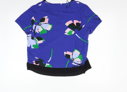 Marks and Spencer Womens Blue Floral Basic T-Shirt Size 12