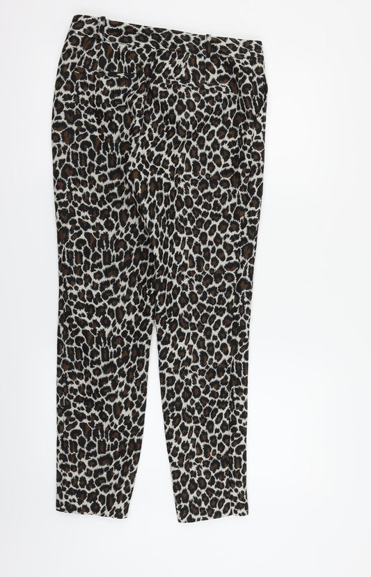 Topshop Womens White Animal Print Trousers Size 10 L27 in