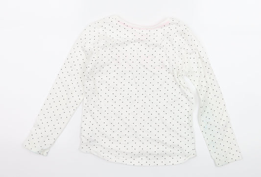Primakr Girls White Polka Dot Jersey Basic T-Shirt Size 5-6 Years - Love yourself