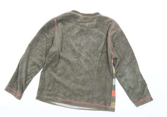 Tout simplement Boys Green Striped Velour Pullover Sweatshirt Size 8 Years