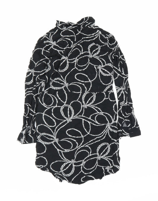 Warehouse Womens Black Tunic Button-Up Size 6