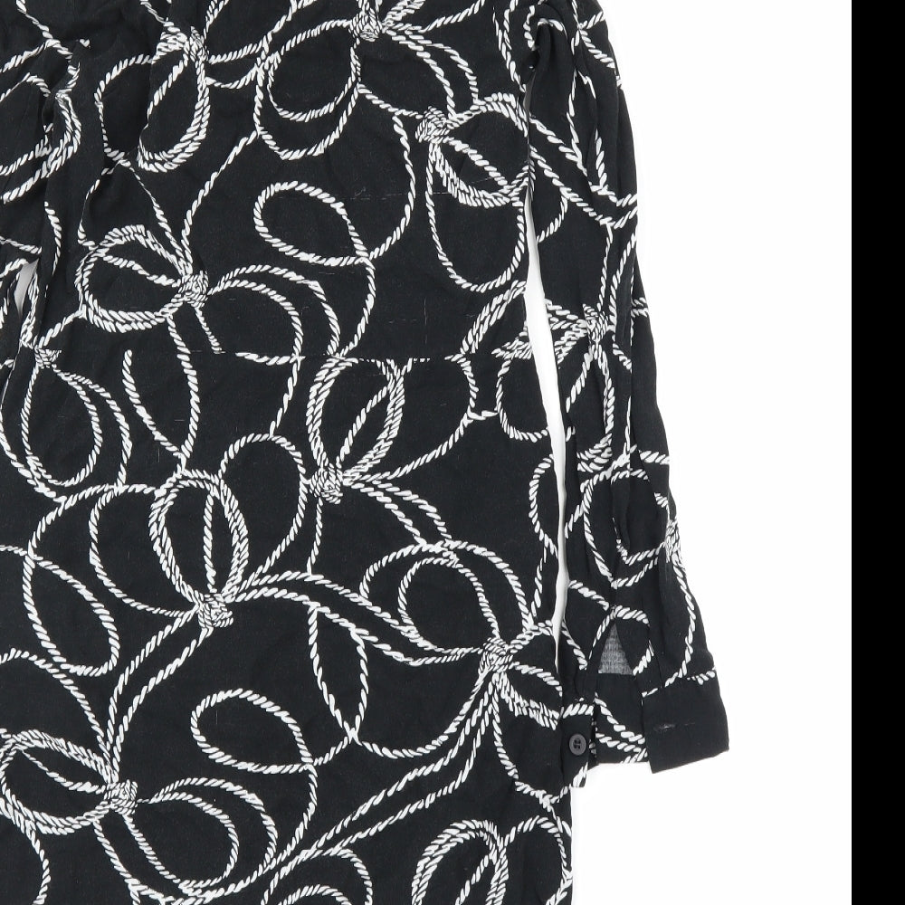 Warehouse Womens Black Tunic Button-Up Size 6