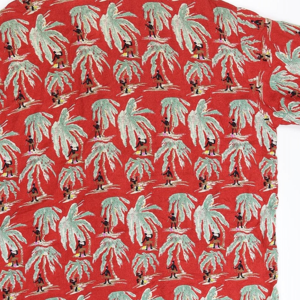 RADIO Mens Red Floral Button-Up