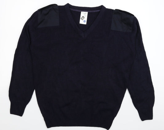 Economy Mens Blue Knit Pullover Jumper Size L