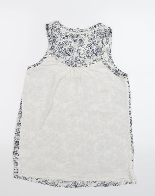 kismel Womens White Floral Basic Tank Size XS