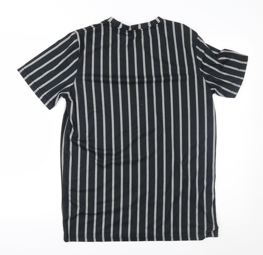 Slick Lane Mens Black Striped T-Shirt Size S