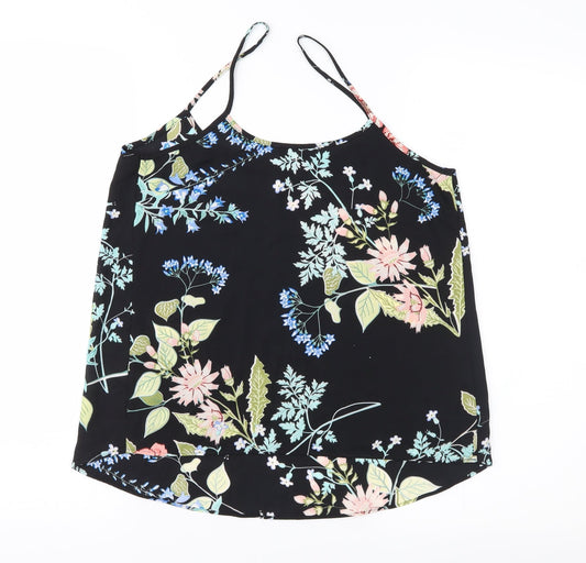 Papaya Womens Black Floral Camisole Blouse Size 8