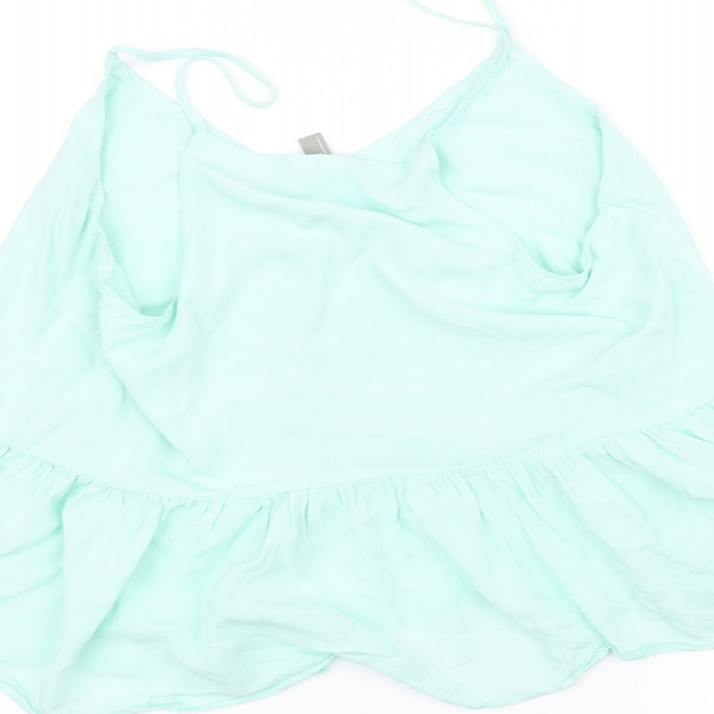 Brand and care label for ASOS women’s blue a-line, size UK 16