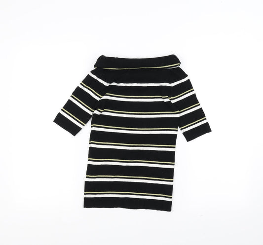 NEXT Womens Black Striped Pullover Jumper Size 12