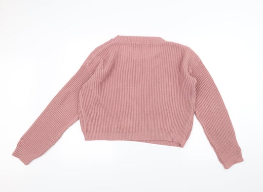 Missguided Womens Pink Knit Pullover Jumper Size M