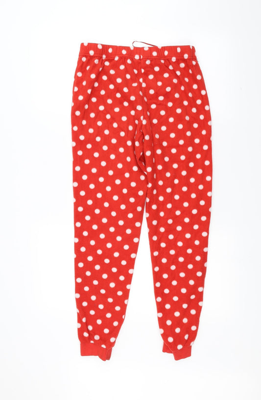 DEBINHAMS Womens Red Polka Dot Trousers Size 10 L24 in