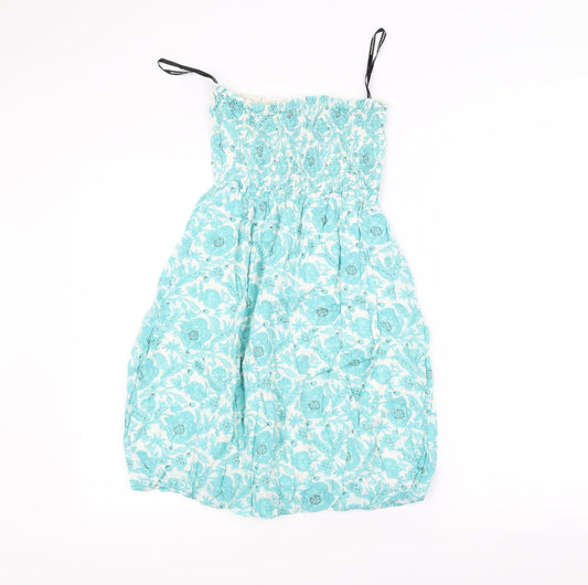 Warehouse Womens Blue Floral A-Line Size S