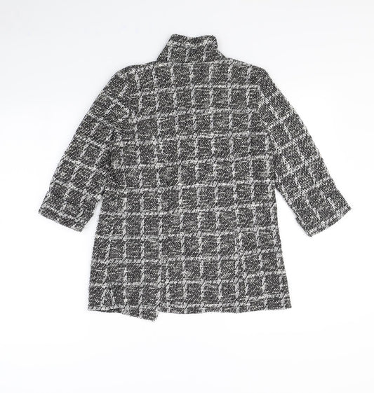 Quiz Womens Black Plaid Jacket Size 8