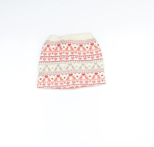 Vertbaudet Girls Beige Striped Mini Skirt Size 2 Years