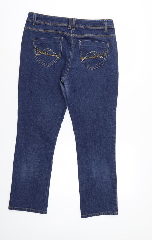Elite Womens Blue Denim Straight Jeans Size 14 L27 in