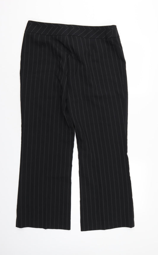 Florence & Fred Womens Black Striped Trousers Size 4 L28 in