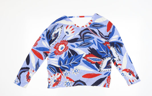 Marks and Spencer Womens Blue Floral Pullover Jumper Size 10