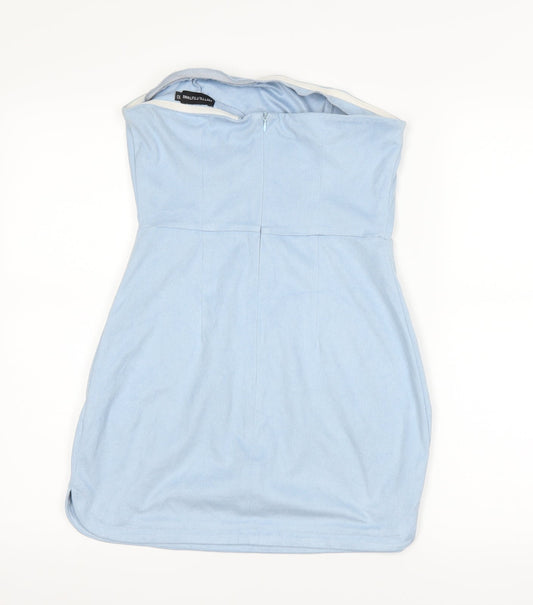 PRETTYLITTLETHING Womens Blue Bodycon Size 10 - Boob Tube
