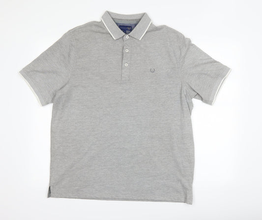 Lincoln Mens Grey Polka Dot Polo Size L