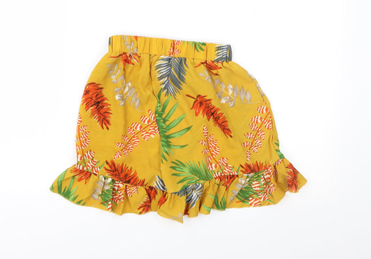 Preworn Womens Orange Floral Utility Shorts Size S