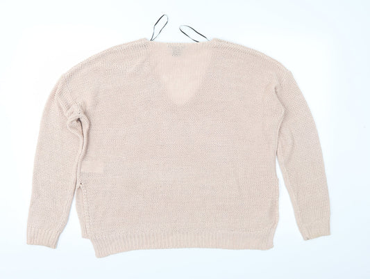 H&M Womens Pink Knit Pullover Jumper Size XS