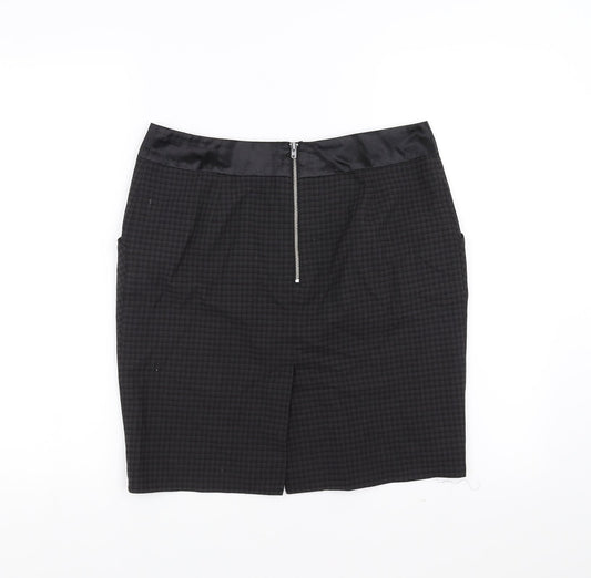 NEXT Womens Black Check Straight & Pencil Skirt Size 10