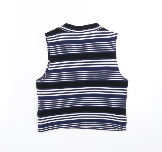 Divided by H&M Womens Blue Striped Basic Tank Size M