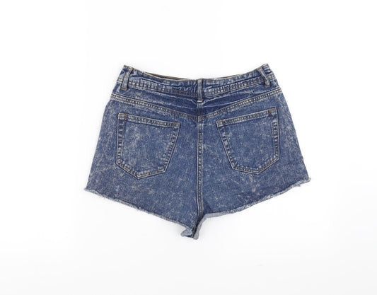 Blonde & Blonde Womens Blue Denim Hot Pants Shorts Size 10 - distressed hem