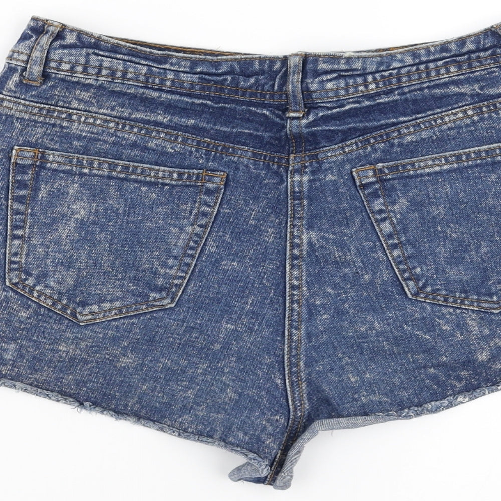 Blonde & Blonde Womens Blue Denim Hot Pants Shorts Size 10 - distressed hem