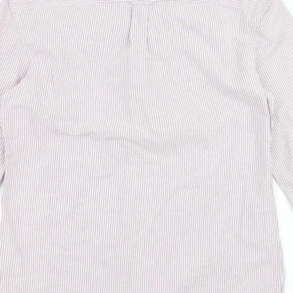 Marks and Spencer Mens Pink Striped Button-Up Size S