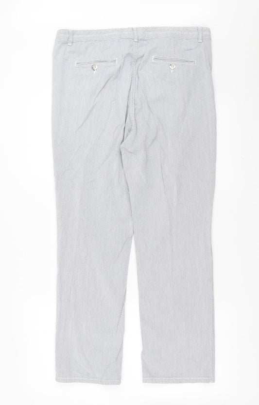 Marks and Spencer Womens Blue Striped Trousers Size 36 in L27 in - straight