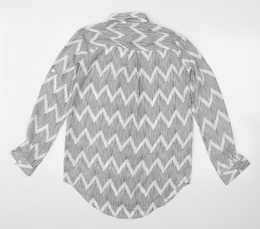 Boohoo Womens Grey Argyle/Diamond Basic Blouse Size S