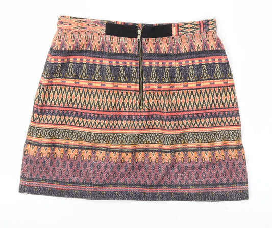Topshop Womens Multicoloured Argyle/Diamond A-Line Skirt Size 8