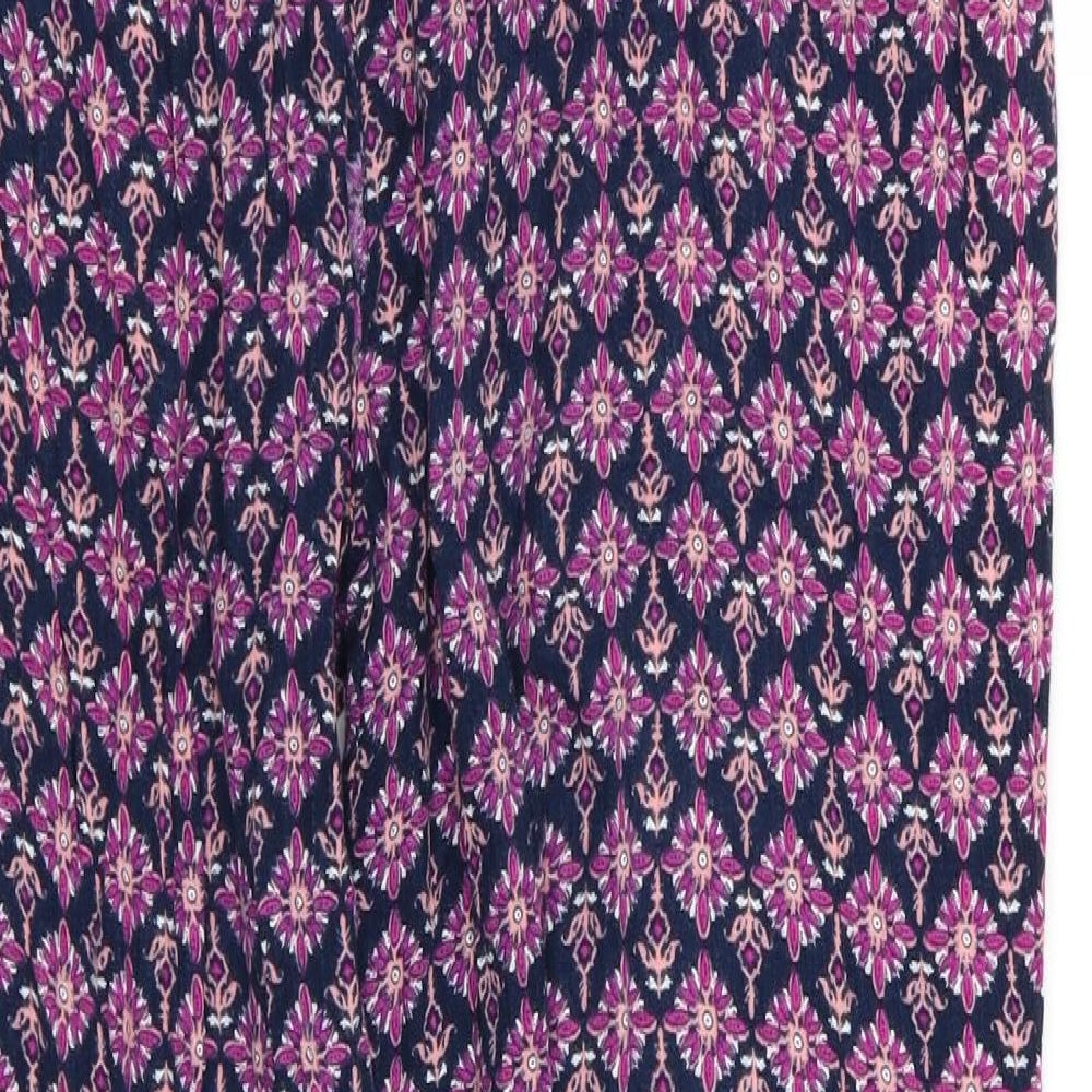 collection Womens Purple Floral Trousers Size 12 L23 in - Stretch waistband