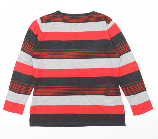 chanti Womens Red Striped Basic T-Shirt Size M