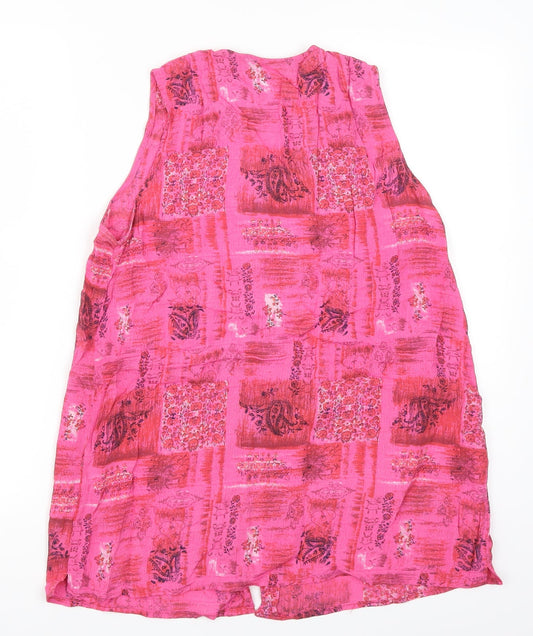 Isabelle Womens Pink Paisley Basic Button-Up Size 12