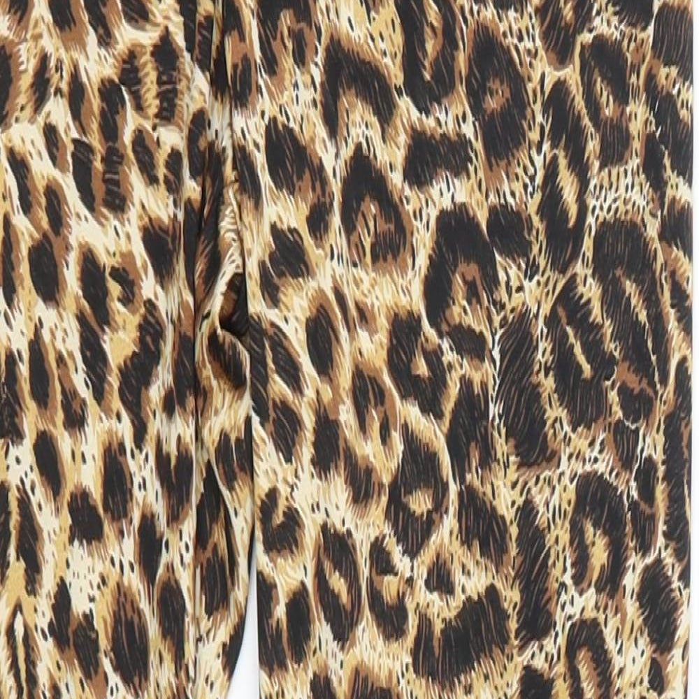 Kiki Riki Womens Brown Animal Print Cropped Leggings Size S L23 in