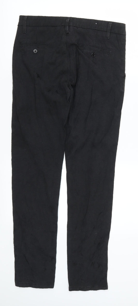 Preworn Womens Black Floral Trousers Size M L29 in