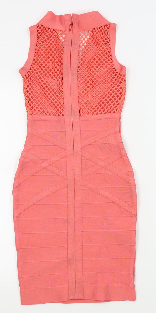 Preworn Womens Pink Geometric A-Line Size S