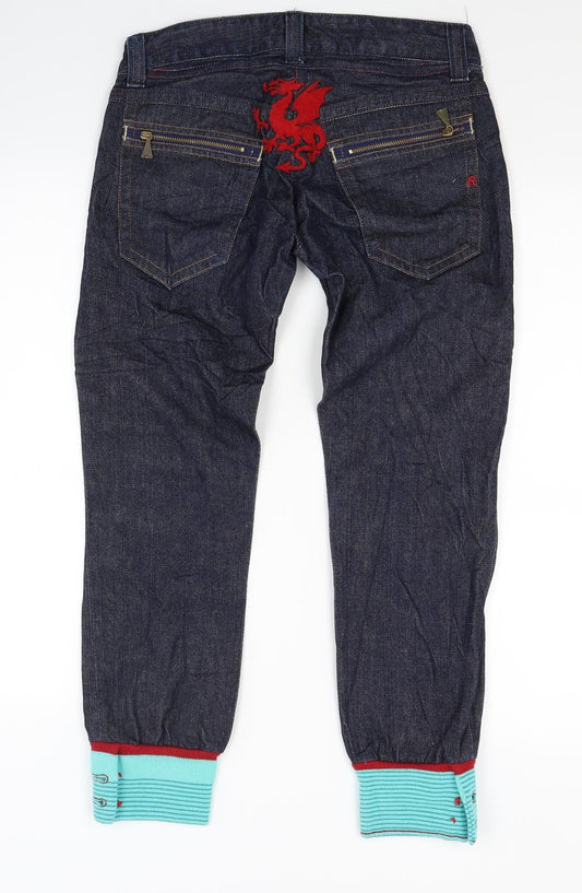 Preworn Womens Blue Denim Tapered Jeans Size 27 in L24 in - Customised