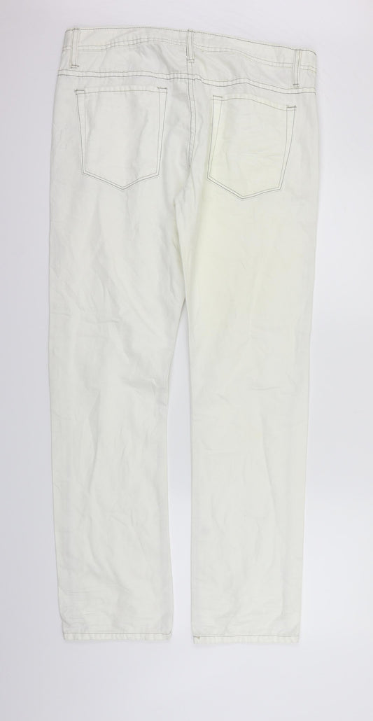 Manguun Womens White Straight Jeans Size 34 in L31 in