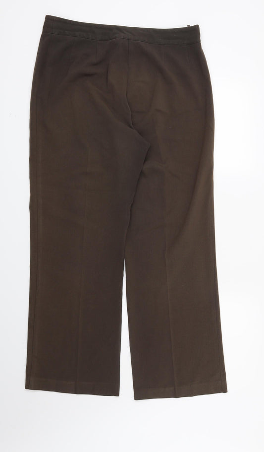 Mia Moda Womens Brown Trousers Size 12 L29 in