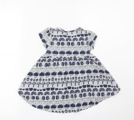 NEXT Girls Grey T-Shirt Dress Size 12-18 Months - Cats, Birds