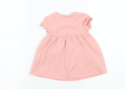 Maine Girls Pink Floral Jersey T-Shirt Dress Size 6-9 Months