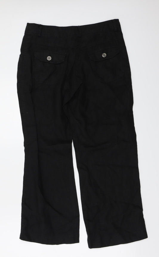 love to linen Womens Black Trousers Size 30 in L25 in
